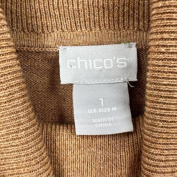Chicos Tunic Sweater MEDIUM BeigeTurtleneck Handkerchief Hem Cashmere Blend - Picture 10 of 14